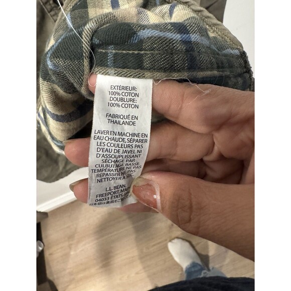 LL Bean Shirt Men XXL Olive Green Flannel Lined Hurricane Button Up Shacket - Picture 7 of 7